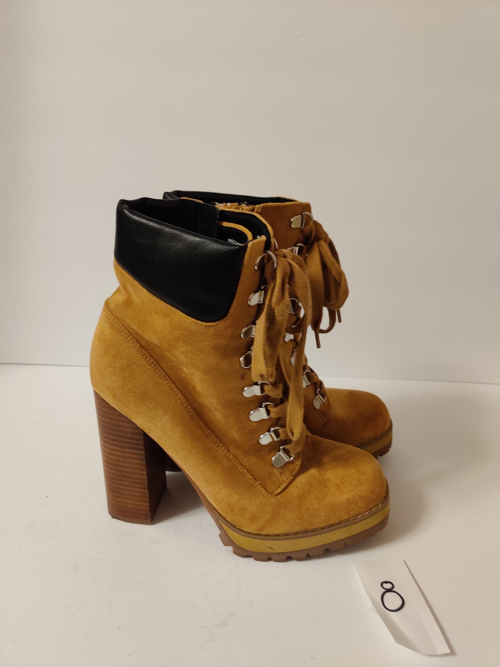 Steve Madden Suede Lace-Up Platform Ankle Boots - Mustard 7